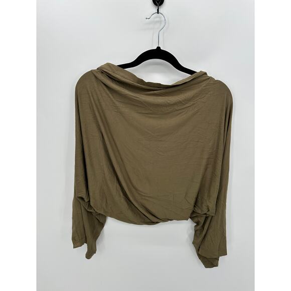 LOGO by Lori Goldstein Cardigan Scarf Button Sleeve Women M/L Green Stretch - Picture 2 of 5